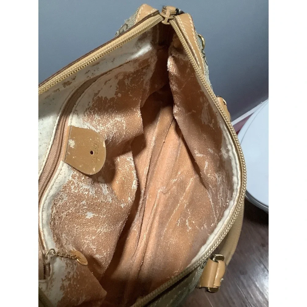 Vintage Gucci Monogram Boston Canvas Leather Handbag Shoulder Bag Made in Italy - Picture 11 of 11